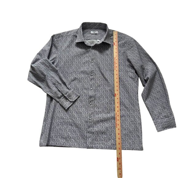 Renoma Paris Mens Geometric Pattern Button-Up Dress Shirt Long Sleeve Size 110 G - Picture 4 of 8